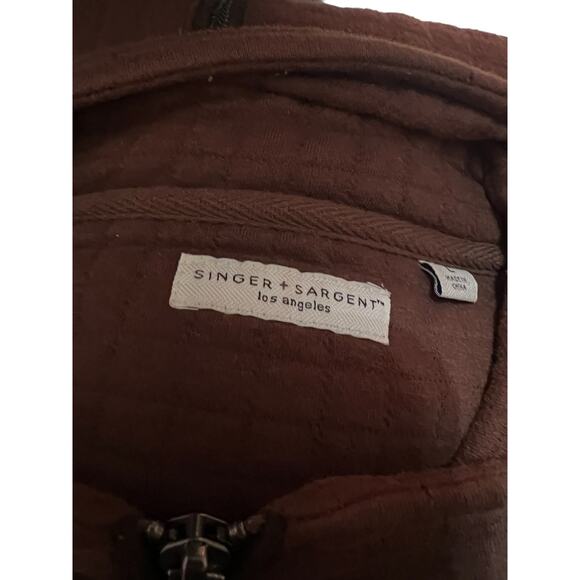 Singer + Sargent Nordstrom Los Angeles Mens Sweater Size Large Brown Full Zip - Picture 2 of 6